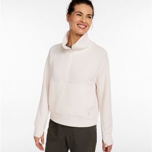 L.L. BEAN brand new! Waffle Texture Ridgeknit Half-Zip Pullover Sweater Cream L
